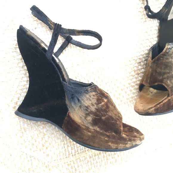 Prada Velvet Wedge Sandals - Picture 6 of 15